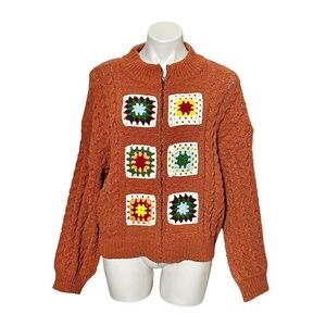 POL Granny Square Cardigan Sweater Size Small